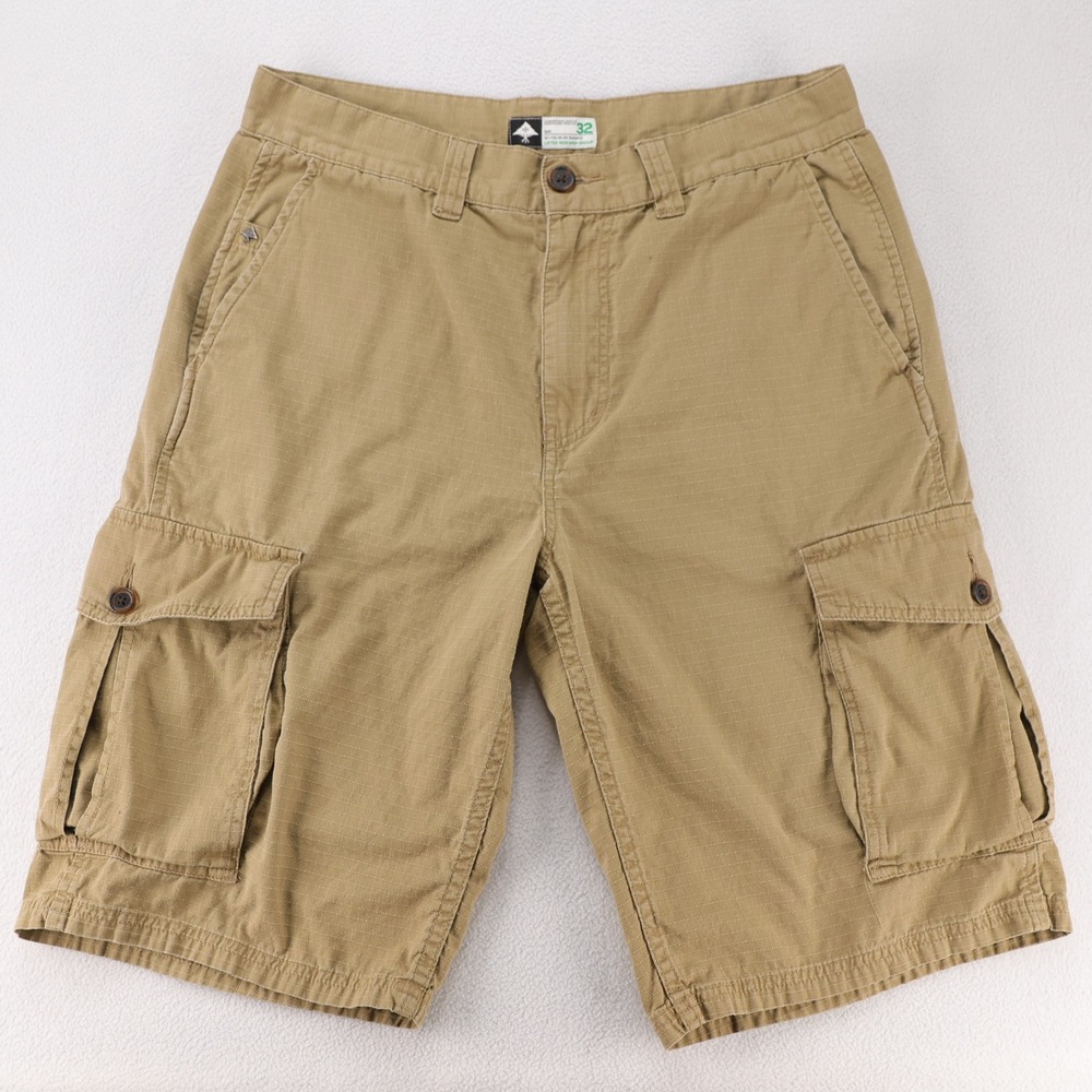 LRG Lifted Research Group Mens‎ Cargo Shorts Size 32 Khaki Tan Ripstop Cotton